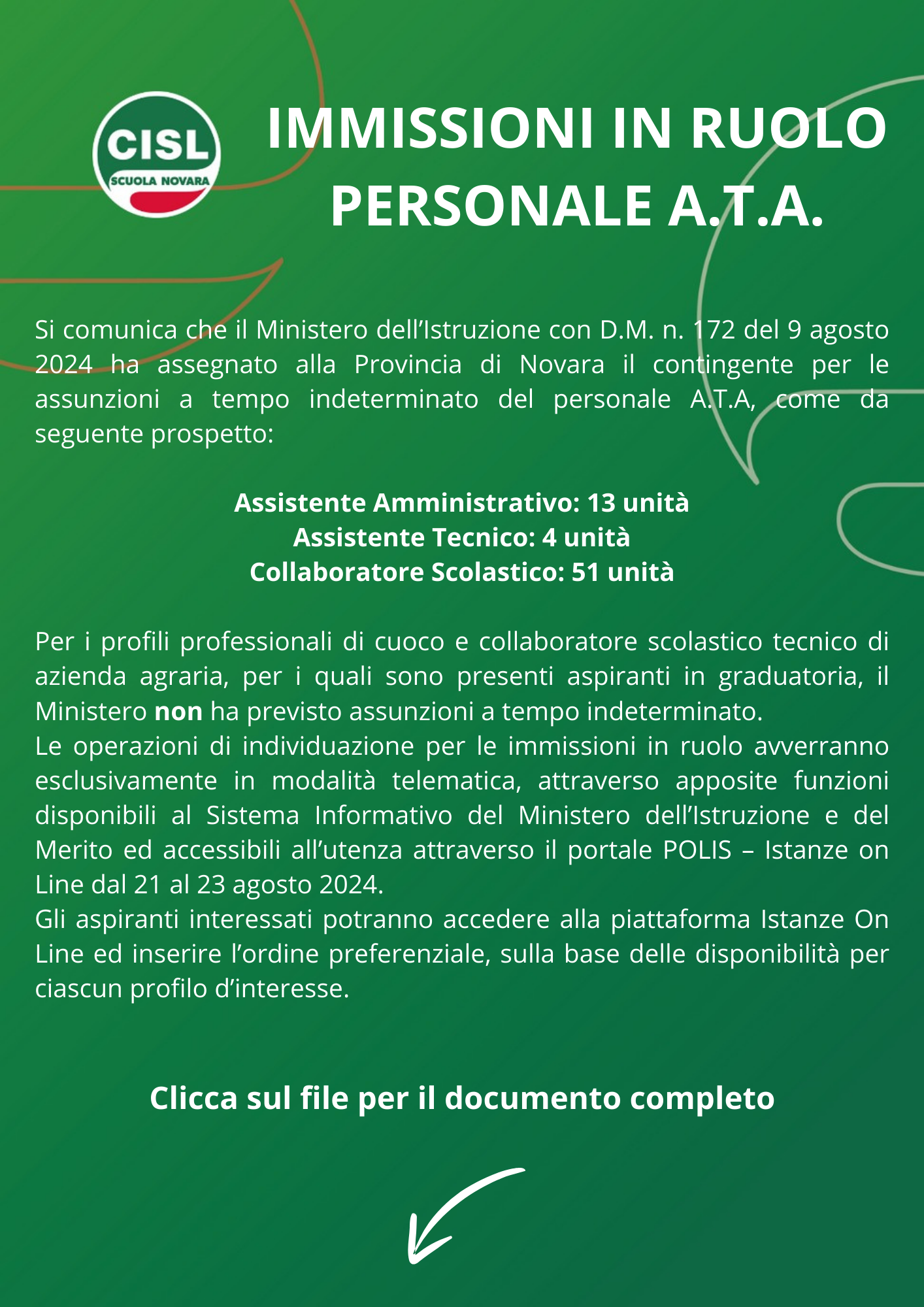 IMMISSIONI IN RUOLO PERSONALE A.T